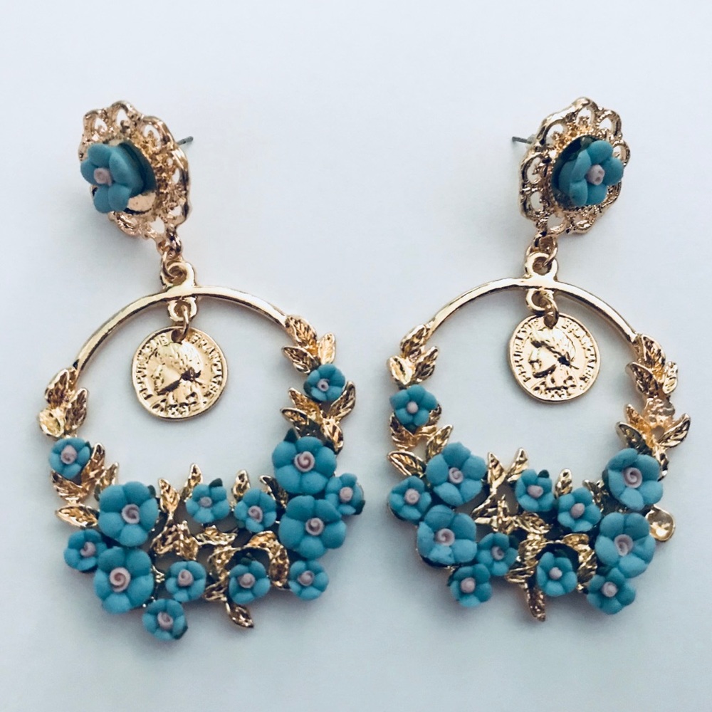Gorgeous Gold Hoops with Flower Appliqué